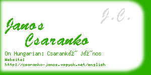 janos csaranko business card